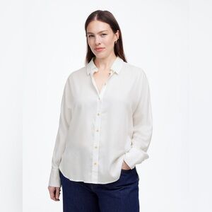Madewell Relaxed Dolman Button-Up Shirt Ivory Off-White Oversized Size Large NWT